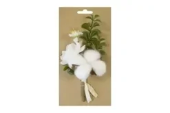BOUQUET DE COTON CERISIER ET BUIS SUR CARTE BLANC