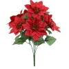 BOUQUET 7 POINSETTIAS PAILLETES H.43CM ROUGE