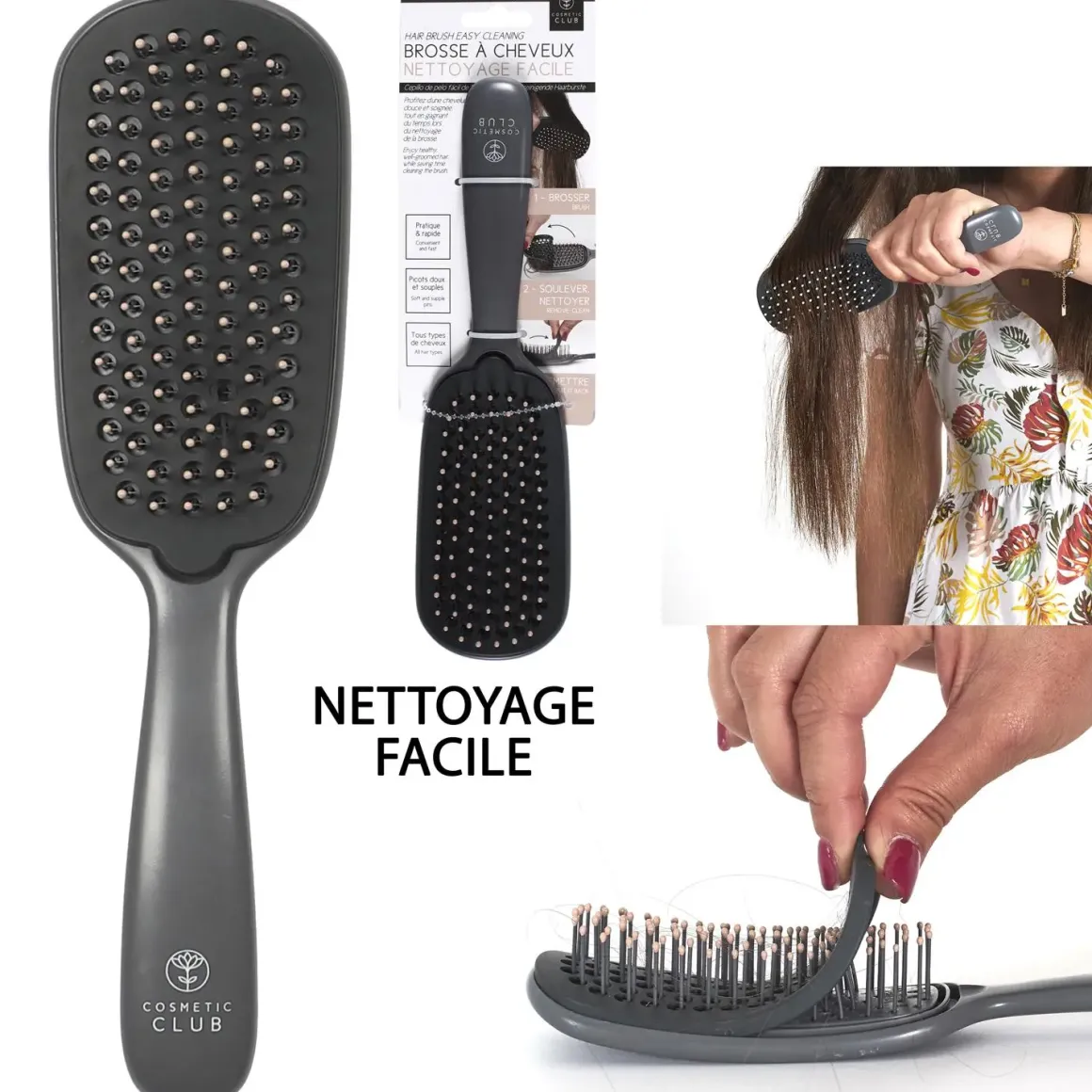 BROSSE CHEVEUX NETTOYAGE FACILE