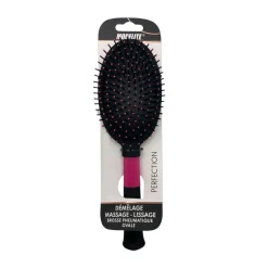 BROSSE PNEUMATIQUE OVALE PICOTS PERLES NOIR ROSE