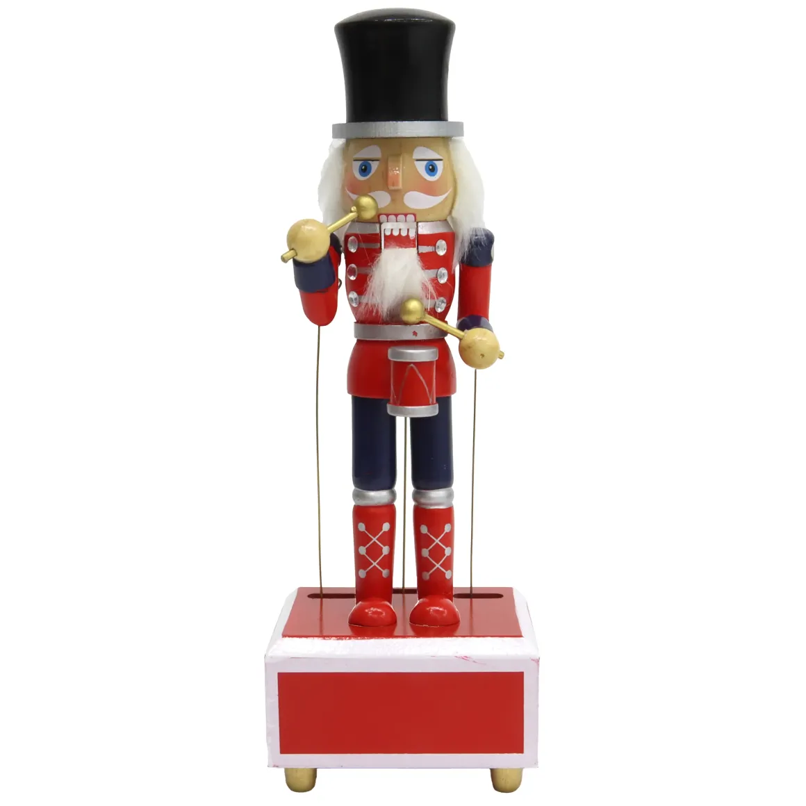 CASSE NOISETTE TAMBOUR MUSICAL ROUGE BLEU H.31CM