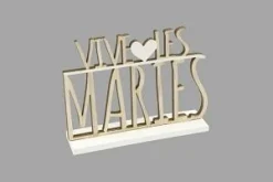 CENTRE DE TABLE BOIS DECOUPE VIVE LES MARIES