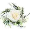 CENTRE DE TABLE ROSE ET FEUILLAGE IVOIRE