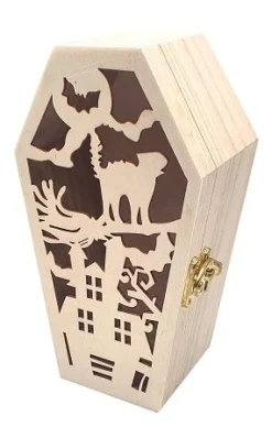 CERCUEIL BOIS CISELE 18X10.5X5CM
