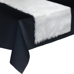 CHEMIN DE TABLE FOURRURE PAILLETTE BLANC 45X150CM