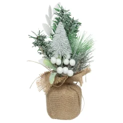 COMPOSITION SAPIN PAILLETTE OR ROUGE BLANC H.24CM