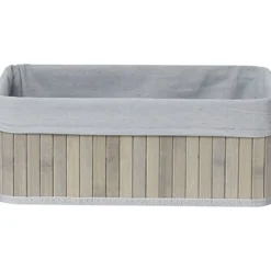 CORBEILLE RECTANGLE 37X25X15CM BAMBOU TISSU GRIS