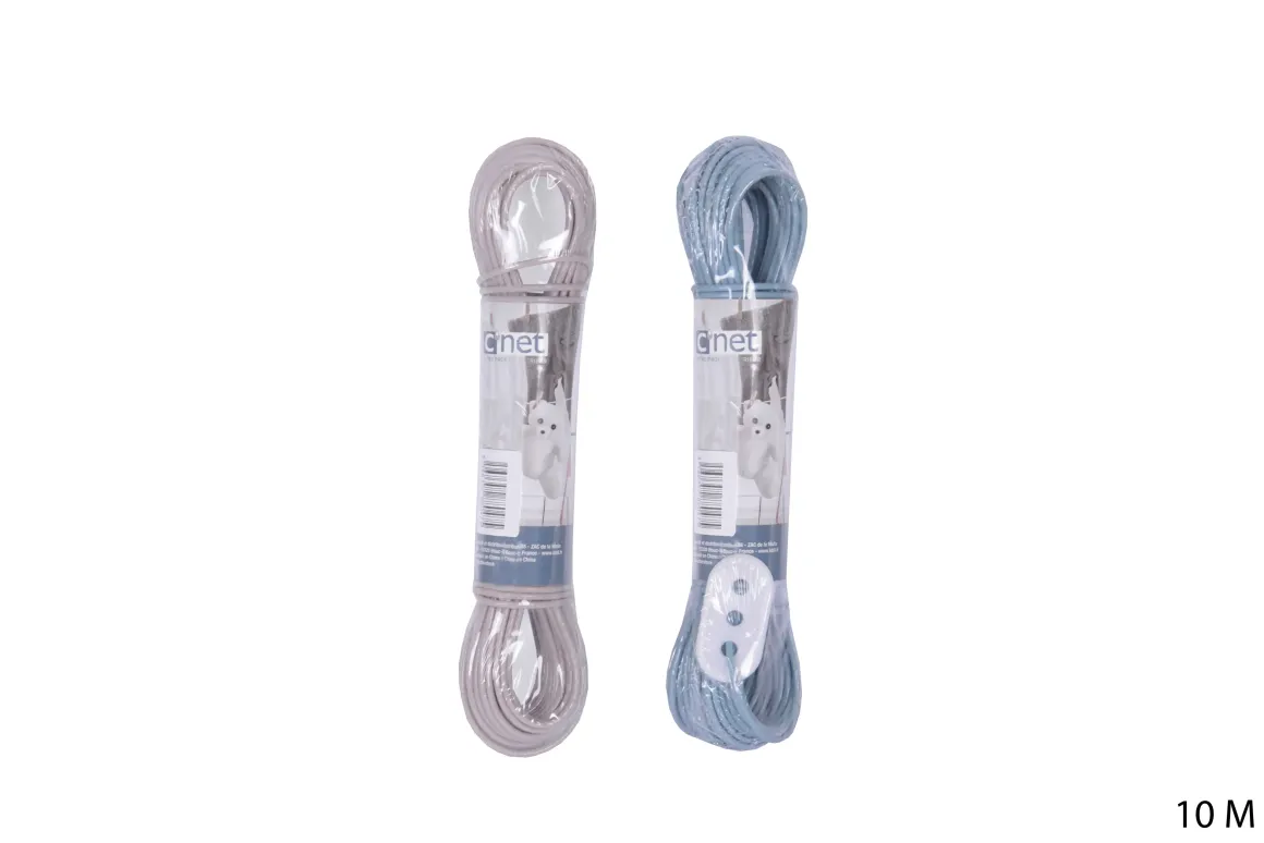 CORDE A LINGE 10M FIL METAL GREGE ET BLEU