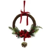 COURONNE BOIS ROUGE VERT POMME PIN D.26CM