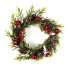 COURONNE BRANCHES POMMES DE PIN ROUGE D.33CM
