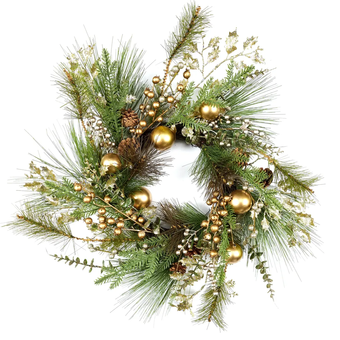 COURONNE DE NOEL PERLES 55CM