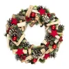 COURONNE DE NOEL VERT ROUGE ET BOIS 35CM