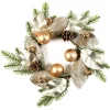 COURONNE FEUILLES DOREES BOULES POMMES DE PIN 35CM