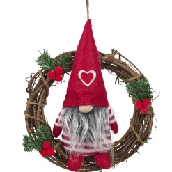 COURONNE NOEL LUTIN ROUGE D.22CM