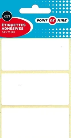 21 ETIQUETTES 34X75MM BLANCHES