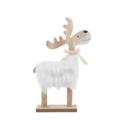 FIGURINE RENNE BLANC IMITATION FOURRURE 15.5X25CM