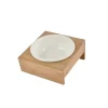 GAMELLE CERAMIQUE SUPPORT BAMBOU NATUREL D.16CM BLANC