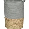 GRANDE PANIERE A LINGE RONDE MATIERE VEGETALE KAKI NATUREL