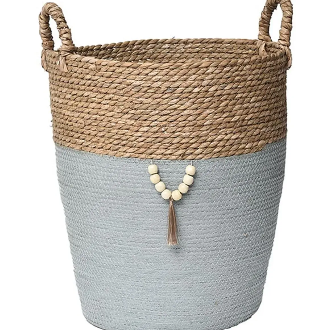 GRANDE PANIERE RONDE DECO NATUREL VERT KAKI