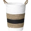 GRANDE PANIERE RONDE VEGETALE ET PAPIER BLANC NATUREL NOIR