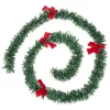 GUIRLANDE DE NOEL VERTE NOEUD ROUGE BOUT BLANC 75X6X2M