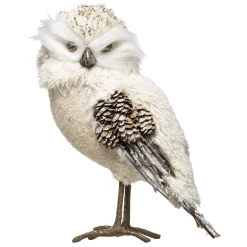 HIBOU BEIGE PAILLETTE H.23CM