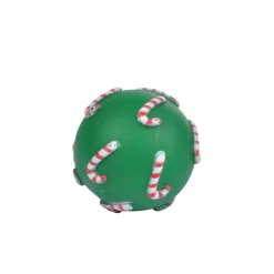 JOUET BALLE NOEL VINYLE SONORE VERT D.7.5CM