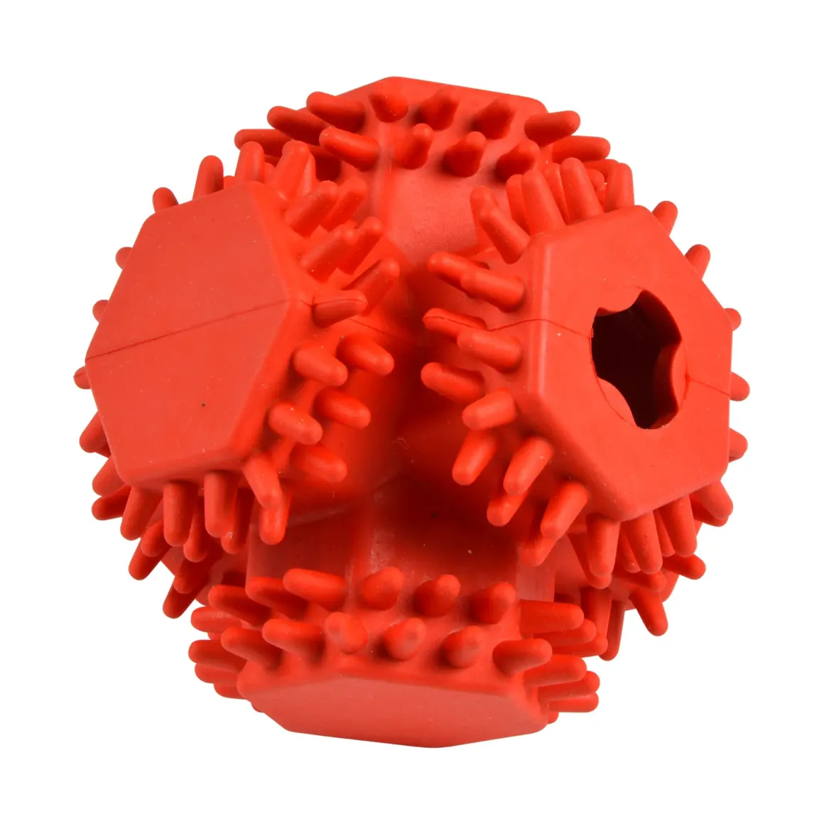 JOUET CUBE DISTRIBUTEUR FRIANDISES CAOUTCHOUC D.10CM ROUGE