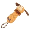 JOUET PELUCHE CHIEN ET POIGNEE SONORE 34CM BRUN