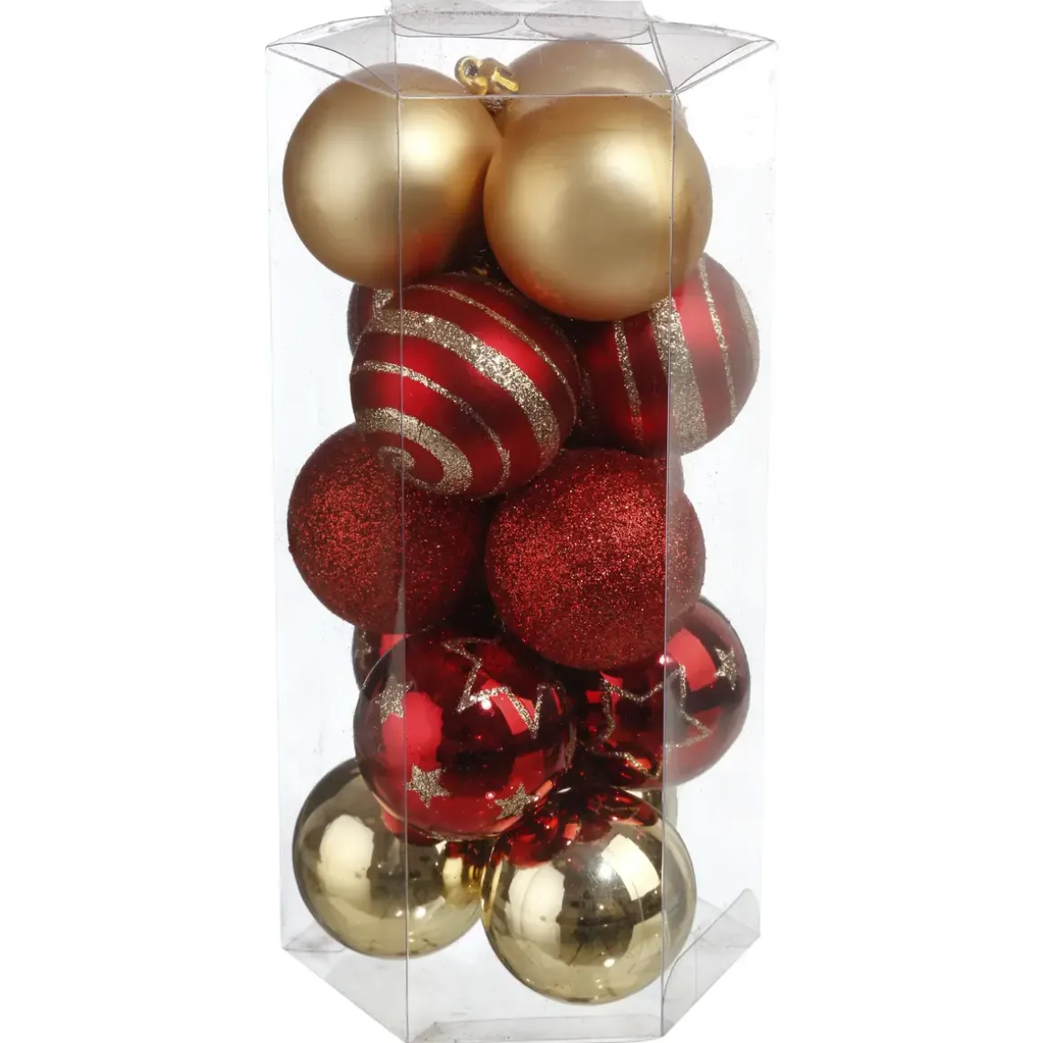 KIT 15 BOULES DE NOEL LISSE DECO ROUGE OR 5CM
