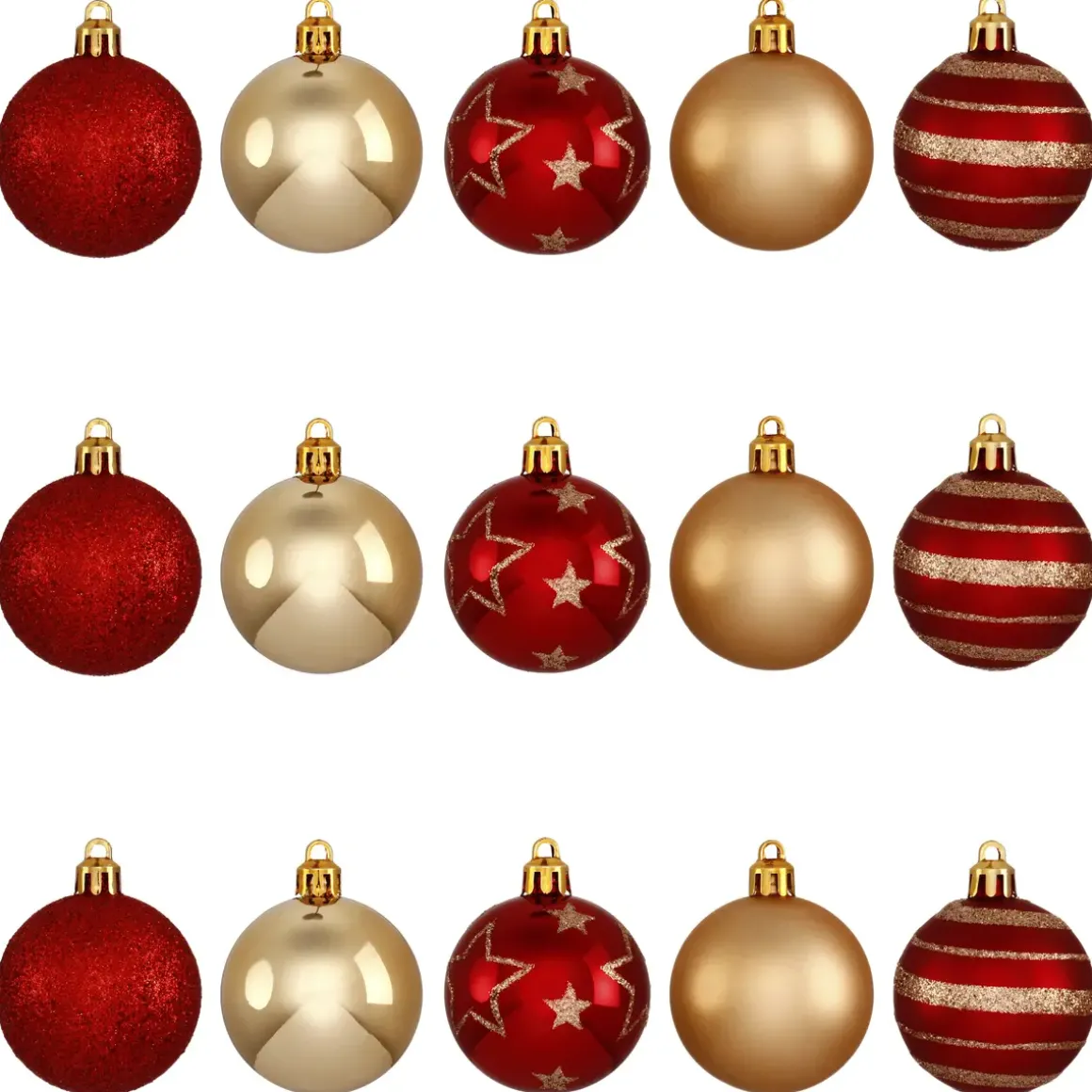 KIT 15 BOULES DE NOEL LISSE DECO ROUGE OR 5CM