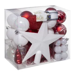 KIT 44 BOULES DE NOEL ROUGE BLANC