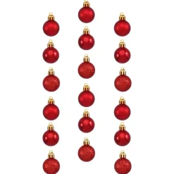 KIT 18 BOULES DE NOEL ROUGE 3CM