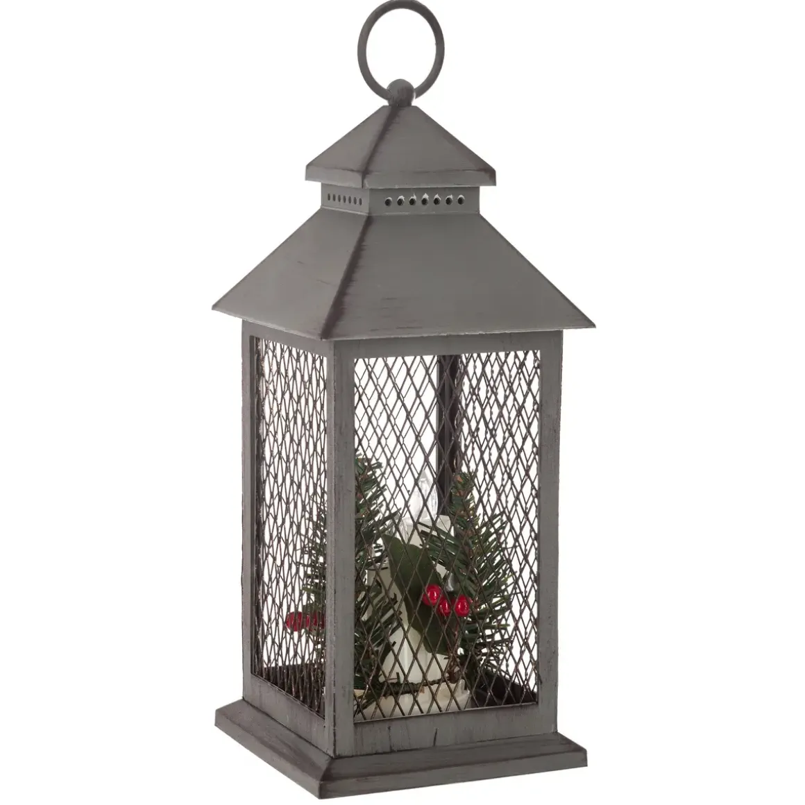LANTERNE GRILLAGE 3 BOUGIES LEDS