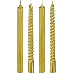LOT 4 BOUGIES BATONS PAILLETEES OU TWIST 48G OR