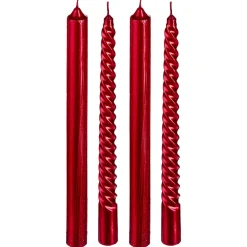 LOT 4 BOUGIES BATONS PAILLETEES OU TWIST 48G ROUGE