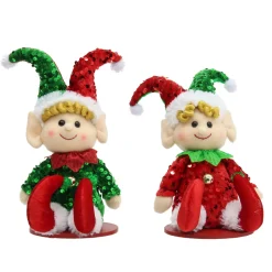 LUTIN A SUSPENDRE SEQUIN VERT ROUGE H.23CM
