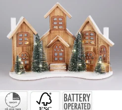 MAISONS AVEC LED 38X27CM