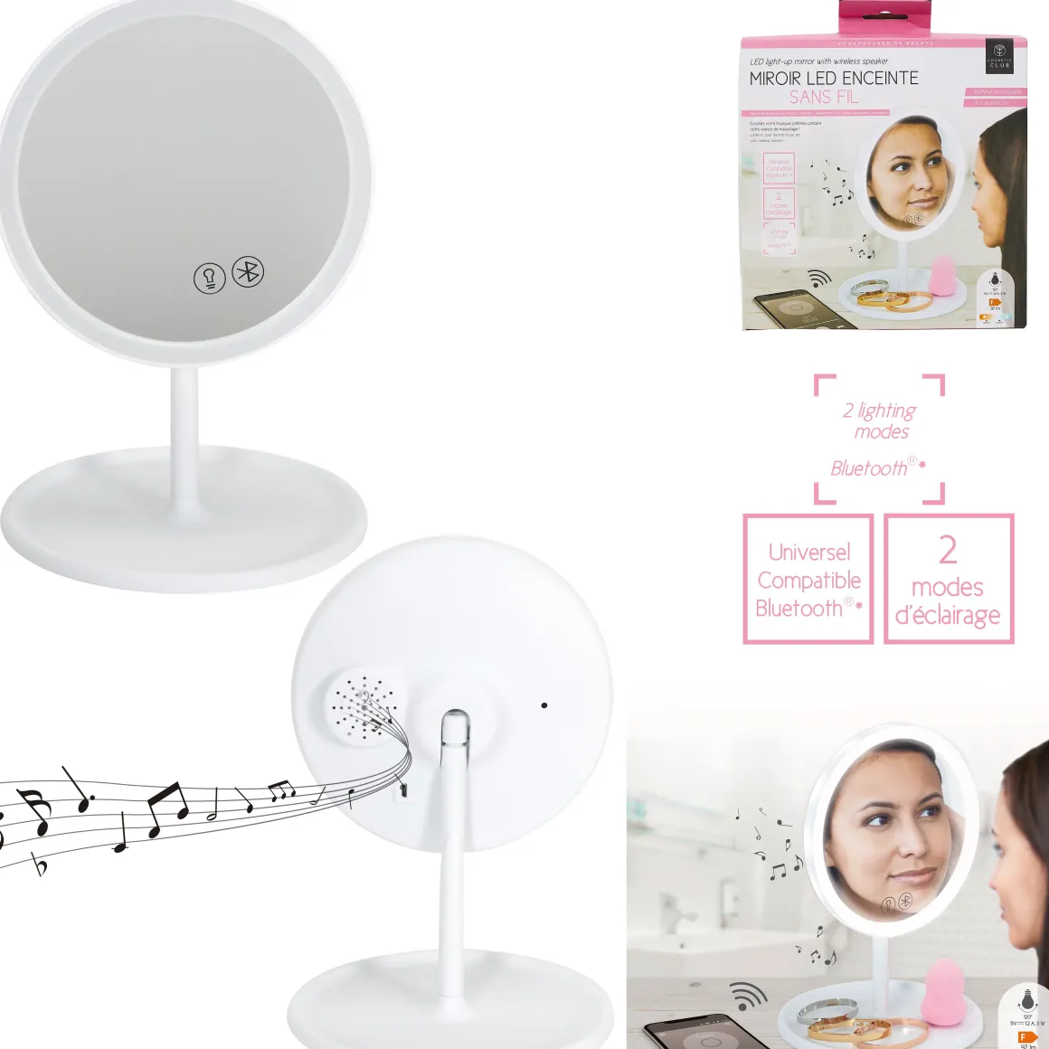 MIROIR LED LUMINEUX ENCEINTE CONNECTEE