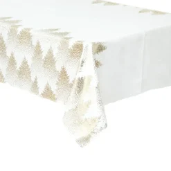 NAPPE BLANC OR IMPRIME SAPIN 140X240CM