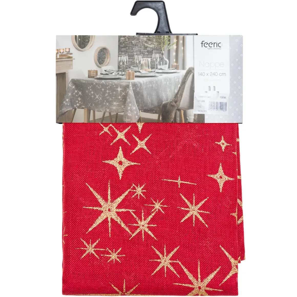 NAPPE CANEVA ETOILE ROUGE 140X240CM