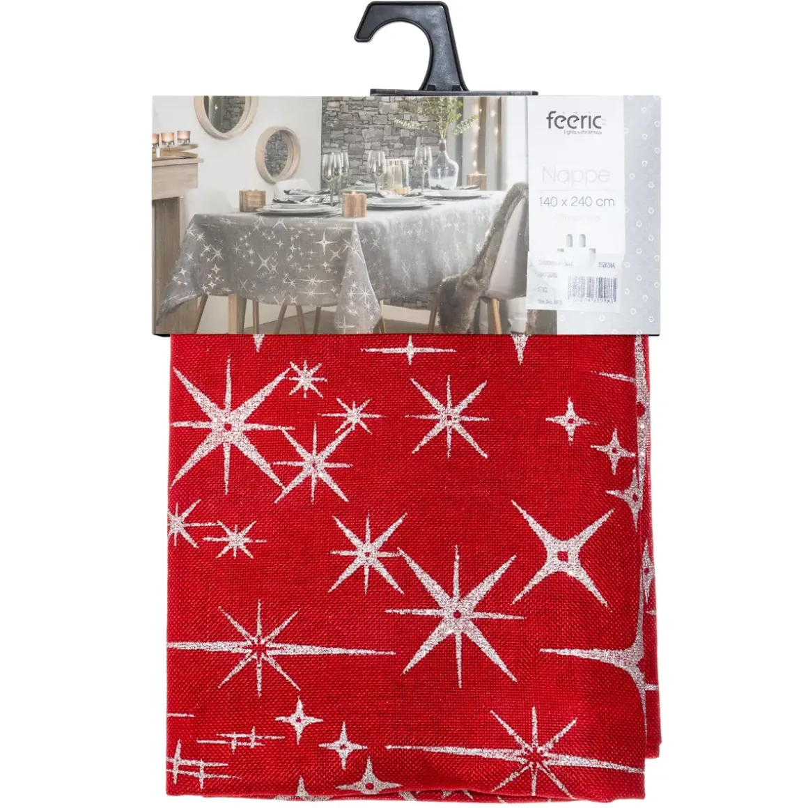 NAPPE CANEVA ETOILE ROUGE 140X240CM