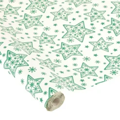 NAPPE GAUFREE PAPIER DECOREE ETOILES VERTES 1.18X5M