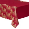 NAPPE ROUGE OR IMPRIME SAPIN 140X360CM