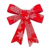 NOEUD ROUGE A FLOCONS 9X10CM SET DE 3
