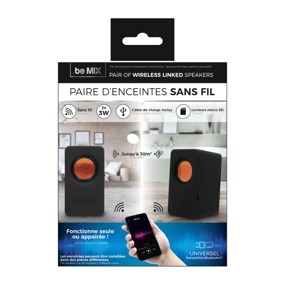PAIRE ENCEINTES APPAIREES SANS FIL