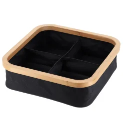 PANIER CARRE PLIABLE 4 COMPARTIMENTS BAMBOU NOIR