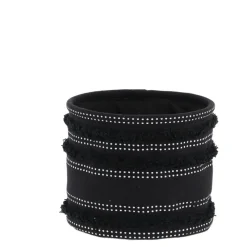 PANIER COTON IMPRIME DECO FRANGES NOIR 17X14CM
