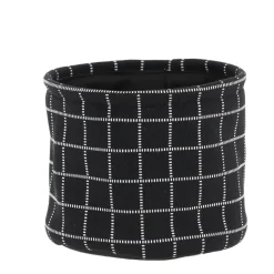 PANIER COTON IMPRIME MOTIF CARRE NOIR 17X14CM