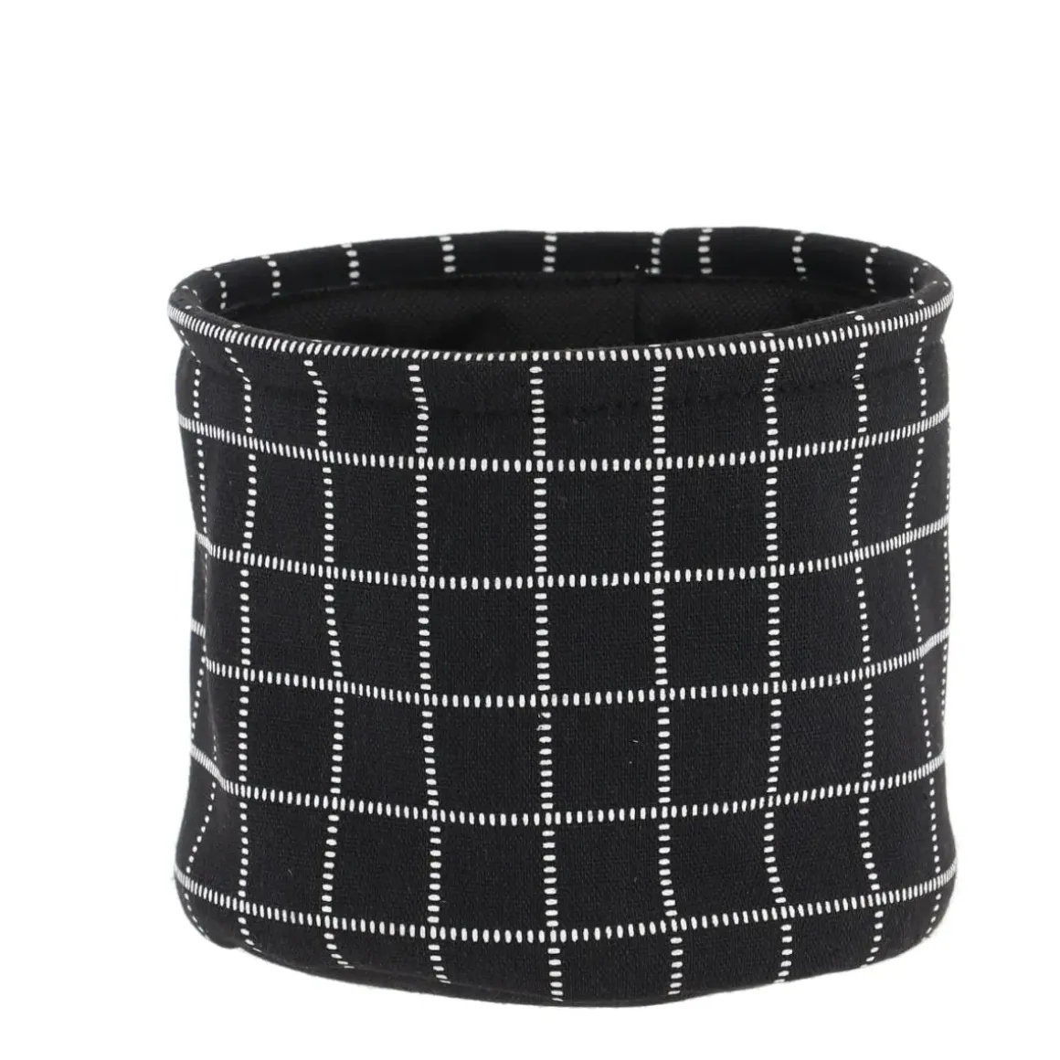 PANIER COTON IMPRIME MOTIF CARRE NOIR 17X14CM